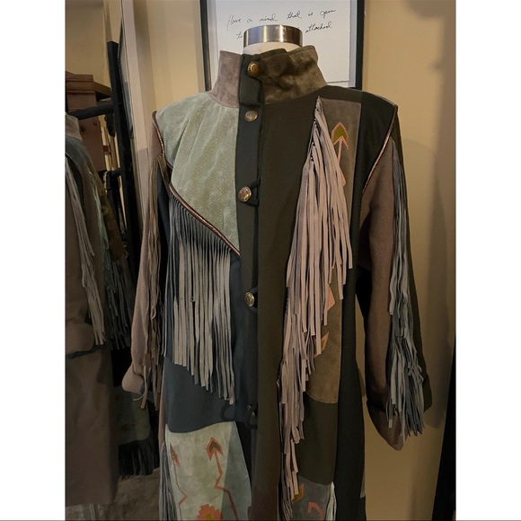 VINTAGE SFR FRINGE SOUTHWESTERN PATCHWORK COAT SMALL - Picture 5 of 9